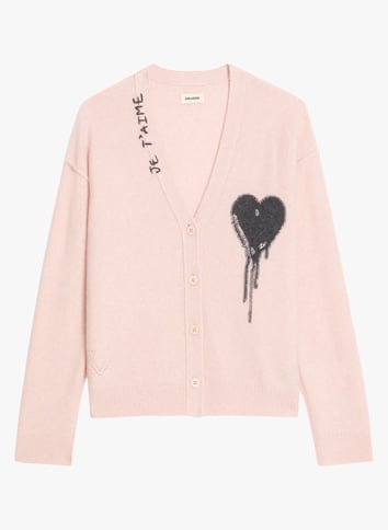 Gilet droit en cachemire ZADIG&VOLTAIRE Rose